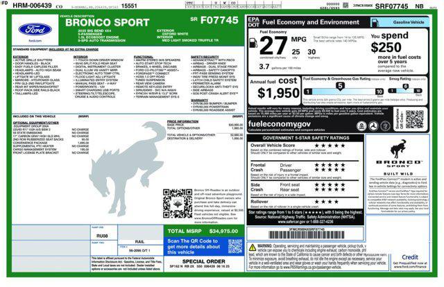 new 2025 Ford Bronco Sport car, priced at $33,645