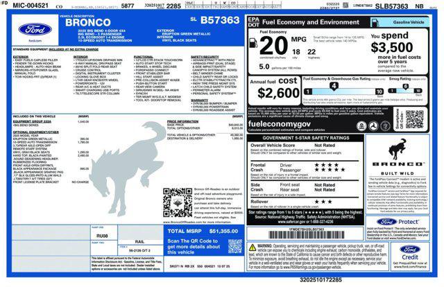 new 2025 Ford Bronco car, priced at $48,654