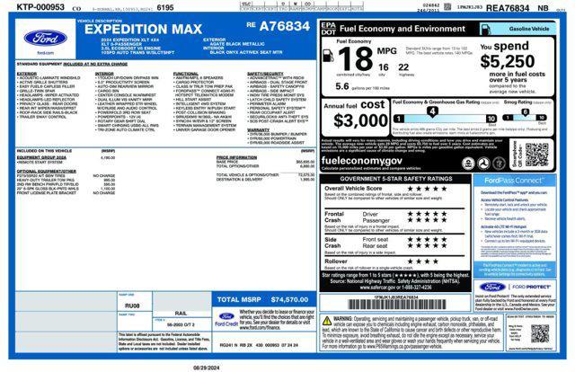 new 2024 Ford Expedition car, priced at $70,820