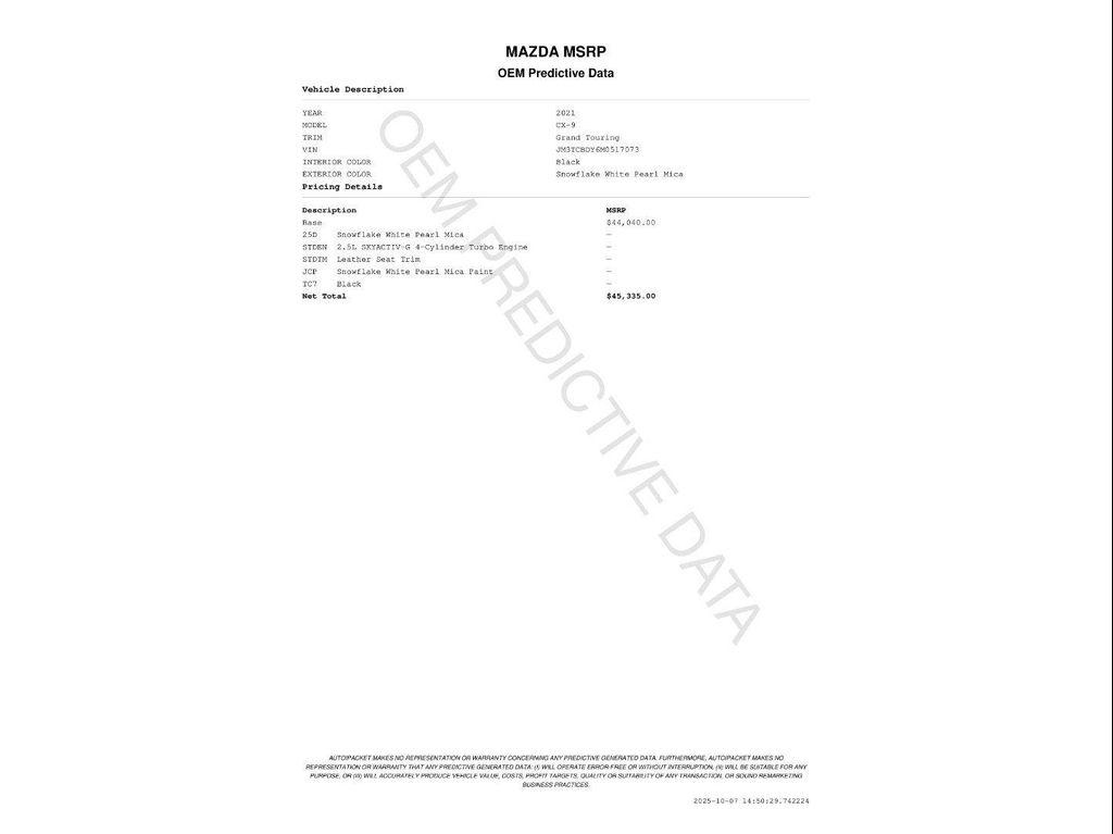 used 2021 Mazda CX-9 car, priced at $19,973