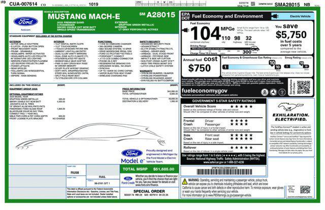 new 2025 Ford Mustang Mach-E car, priced at $48,964