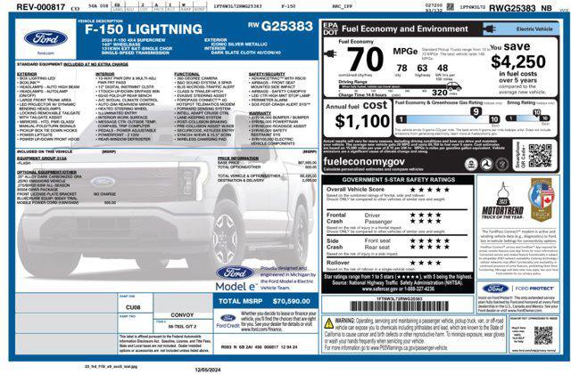 new 2024 Ford F-150 Lightning car, priced at $67,590