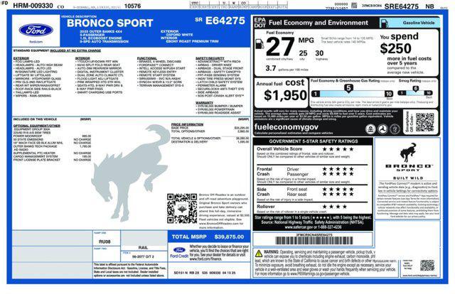 new 2025 Ford Bronco Sport car, priced at $37,272