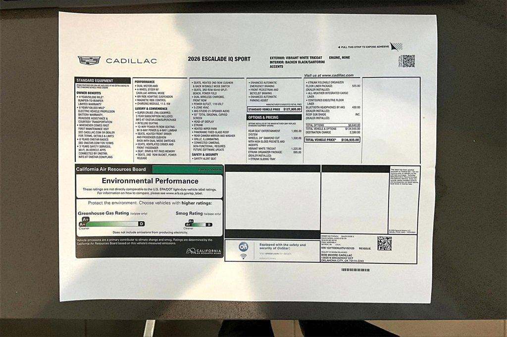 new 2026 Cadillac Escalade IQ car, priced at $136,885