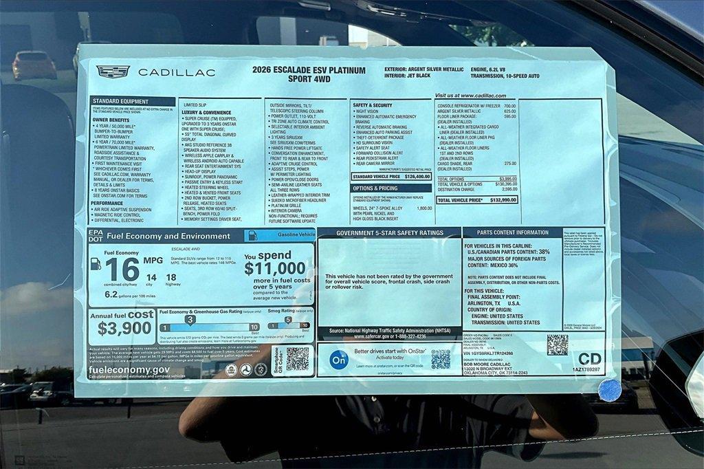 new 2026 Cadillac Escalade ESV car, priced at $132,990