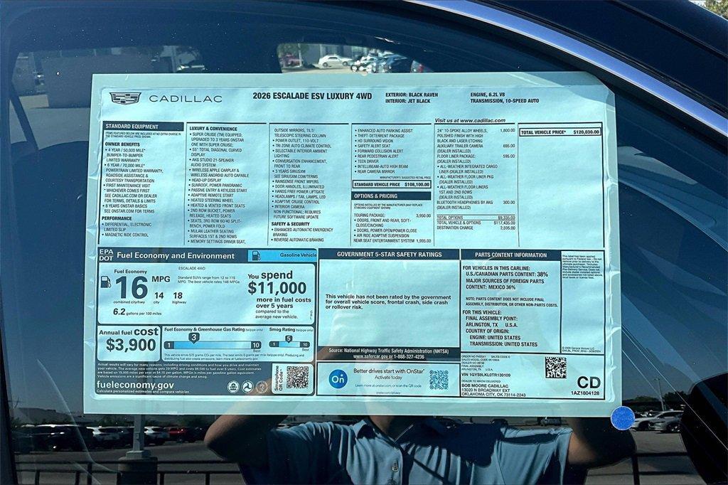 new 2026 Cadillac Escalade ESV car, priced at $120,030