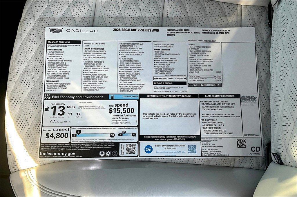 new 2026 Cadillac Escalade car, priced at $178,720