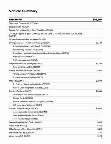 new 2025 BMW X7 car, priced at $97,985