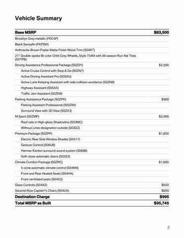 new 2025 BMW X7 car, priced at $95,745