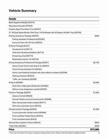 used 2024 BMW X7 car, priced at $72,980