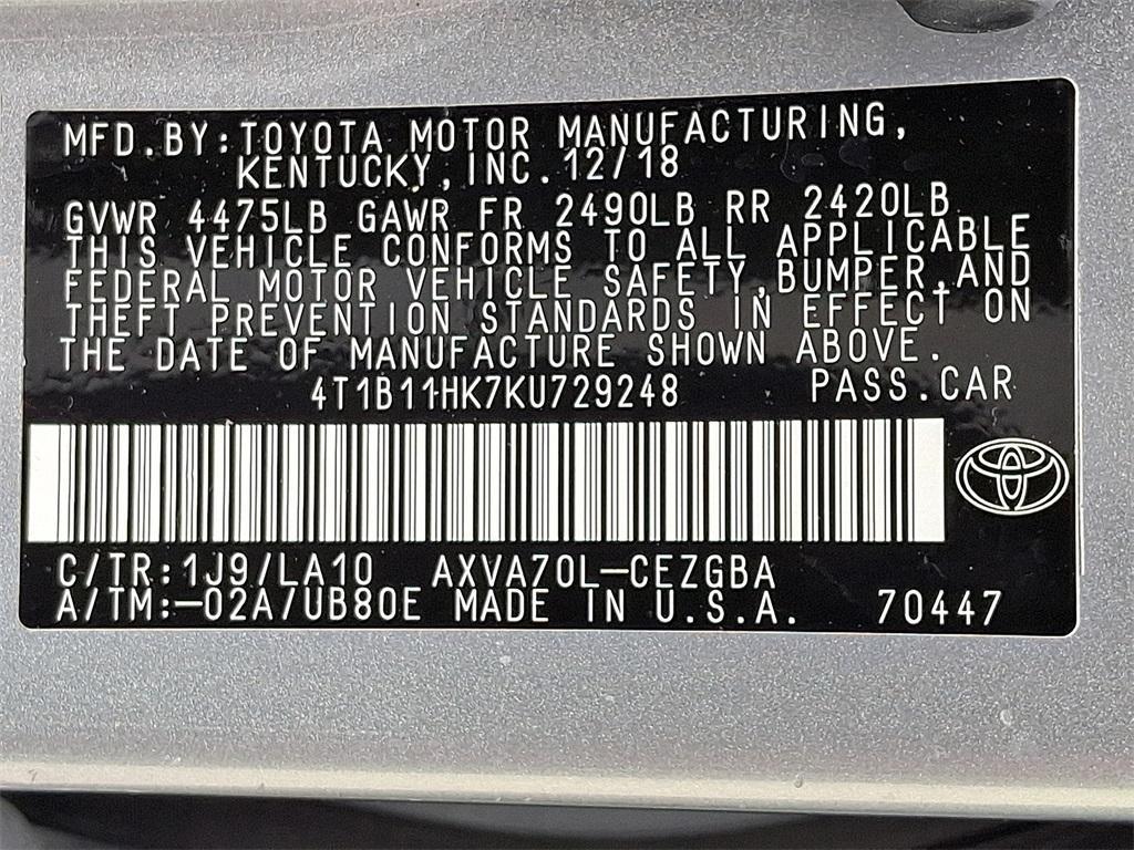 used 2019 Toyota Camry car, priced at $27,900