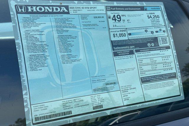new 2025 Honda Civic Hybrid car, priced at $30,555