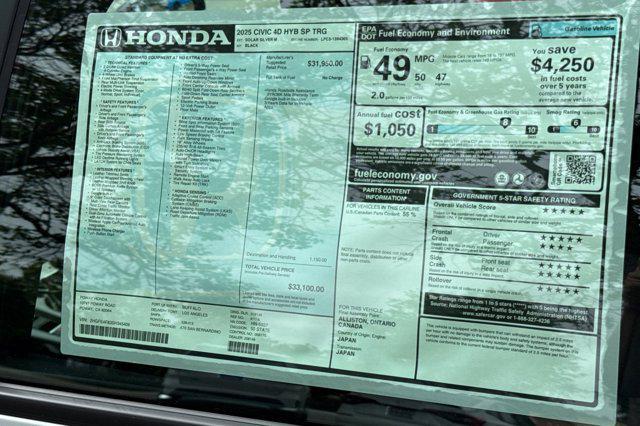 new 2025 Honda Civic Hybrid car, priced at $33,100