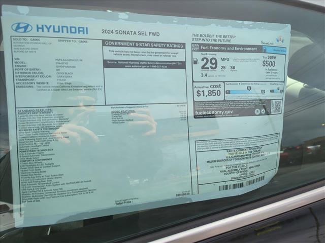 new 2024 Hyundai Sonata car, priced at $28,079