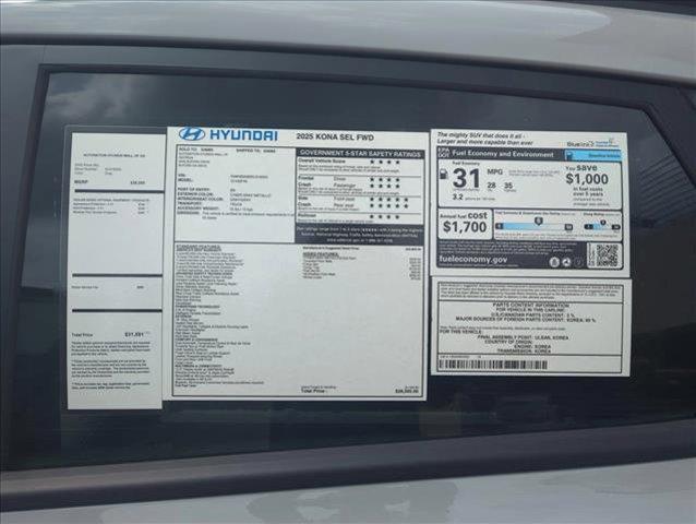 new 2025 Hyundai Kona car, priced at $27,768