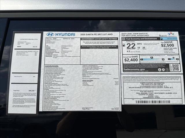 new 2025 Hyundai Santa Fe car, priced at $40,749