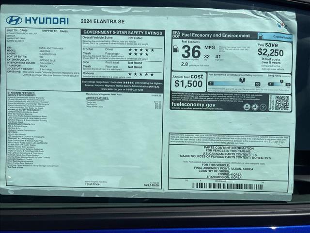 new 2024 Hyundai Elantra car, priced at $21,789