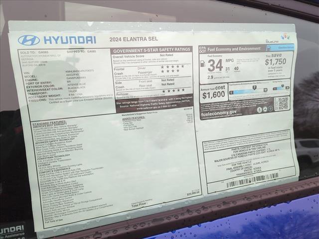 new 2024 Hyundai Elantra car, priced at $22,949