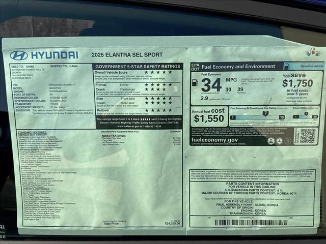 new 2025 Hyundai Elantra car, priced at $24,705