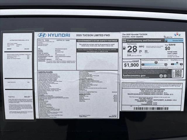 new 2025 Hyundai Tucson car, priced at $39,119