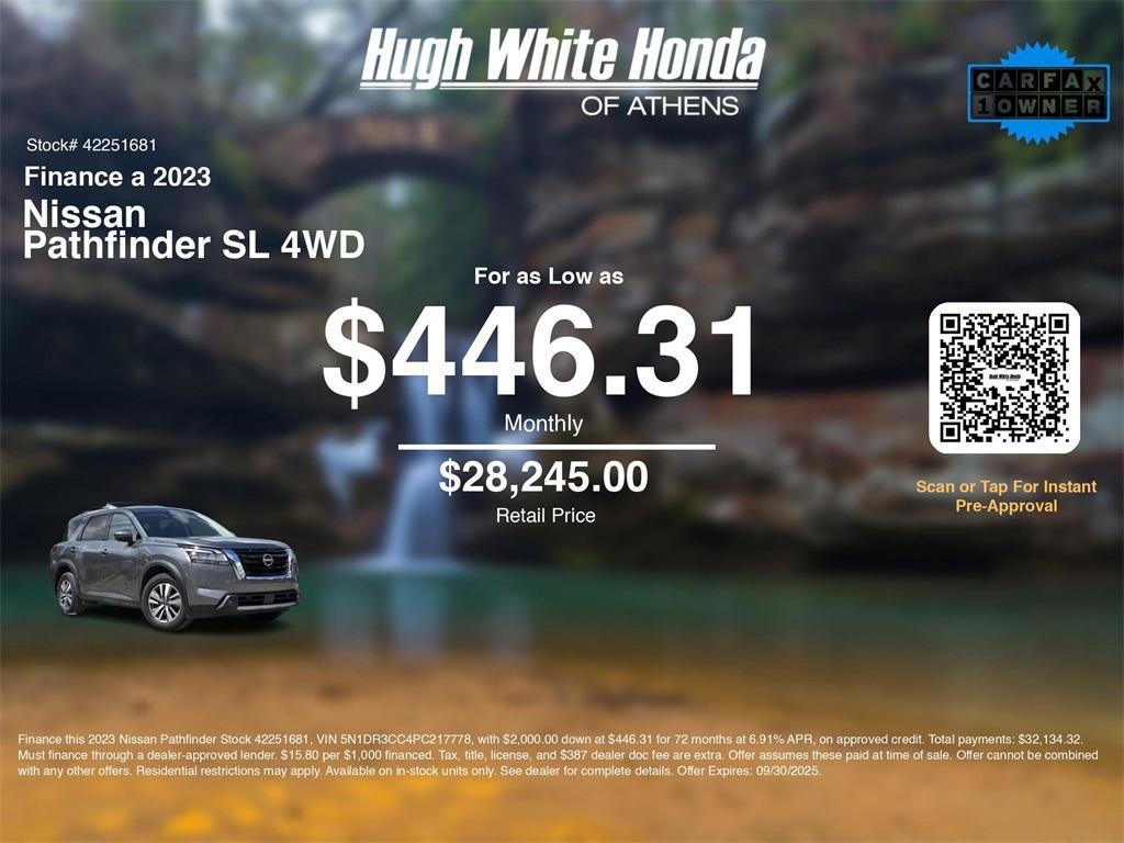 used 2023 Nissan Pathfinder car, priced at $27,880