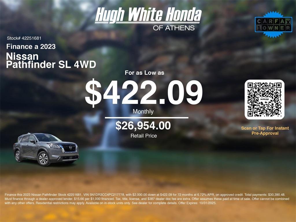 used 2023 Nissan Pathfinder car, priced at $26,954