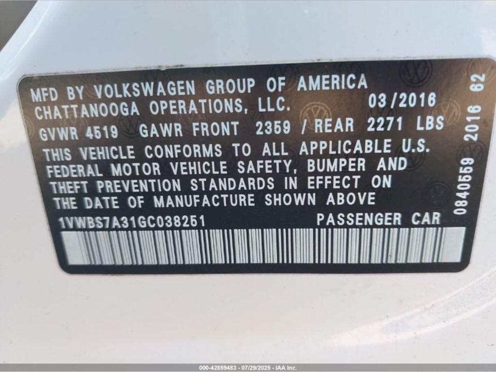 used 2016 Volkswagen Passat car, priced at $9,491