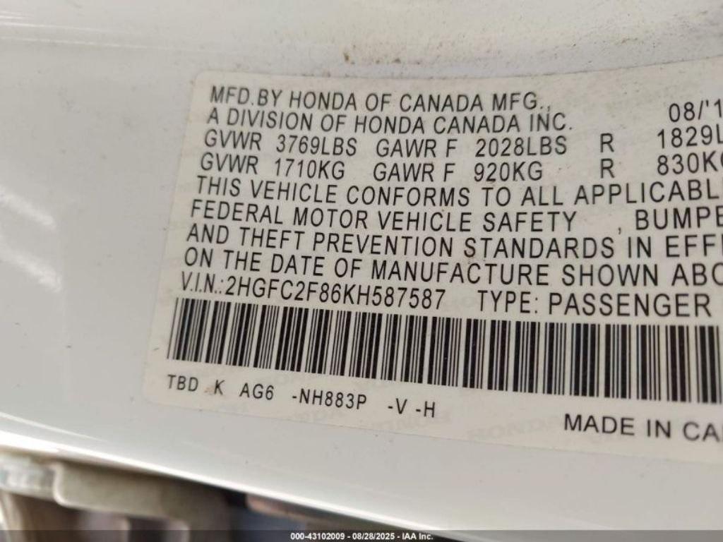 used 2019 Honda Civic car, priced at $16,491