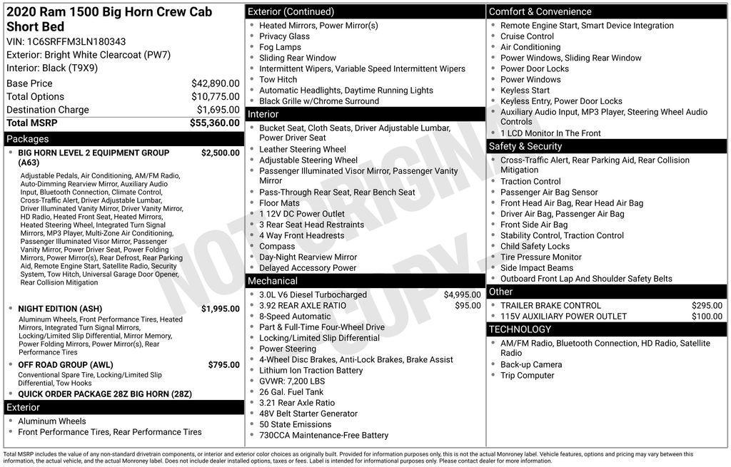 used 2020 Ram 1500 car, priced at $22,980