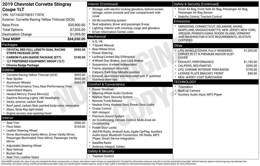 used 2019 Chevrolet Corvette car, priced at $46,950