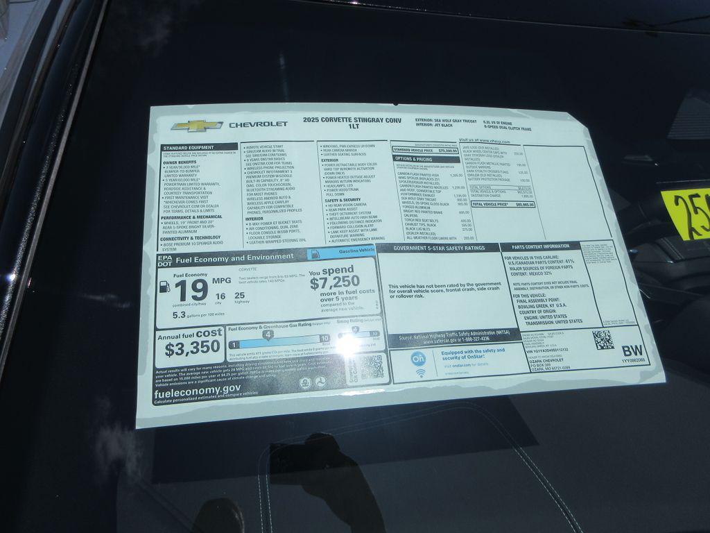 new 2025 Chevrolet Corvette car, priced at $79,936