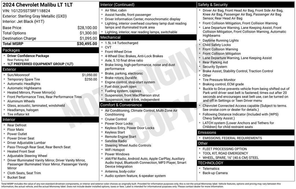 used 2024 Chevrolet Malibu car, priced at $17,950