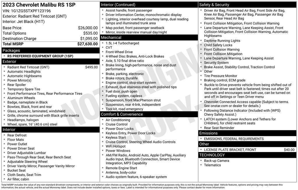 used 2023 Chevrolet Malibu car, priced at $18,950