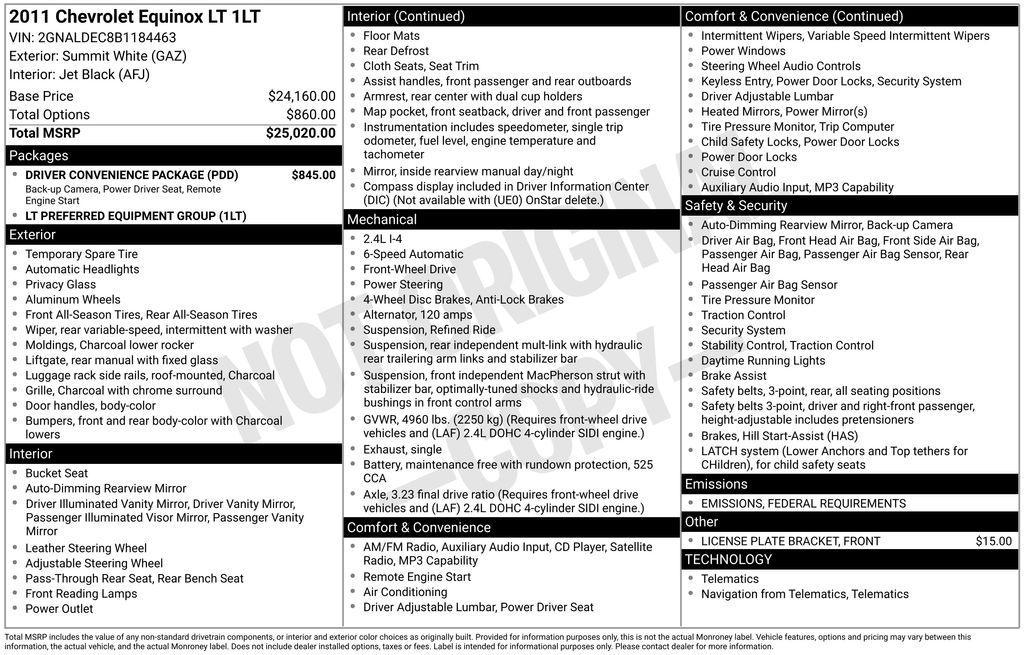 used 2011 Chevrolet Equinox car, priced at $6,980