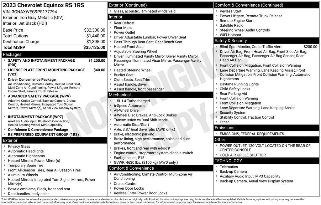 used 2023 Chevrolet Equinox car, priced at $23,800