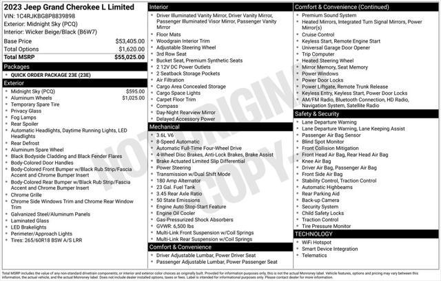 used 2023 Jeep Grand Cherokee L car, priced at $36,500