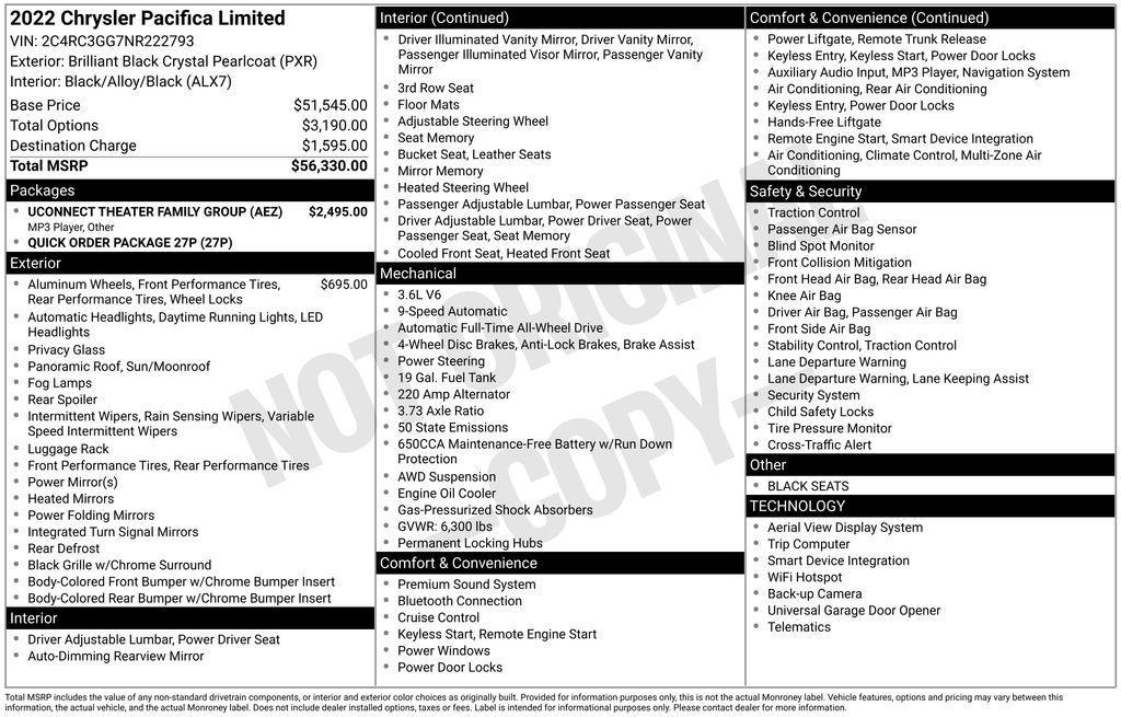 used 2022 Chrysler Pacifica car, priced at $37,999