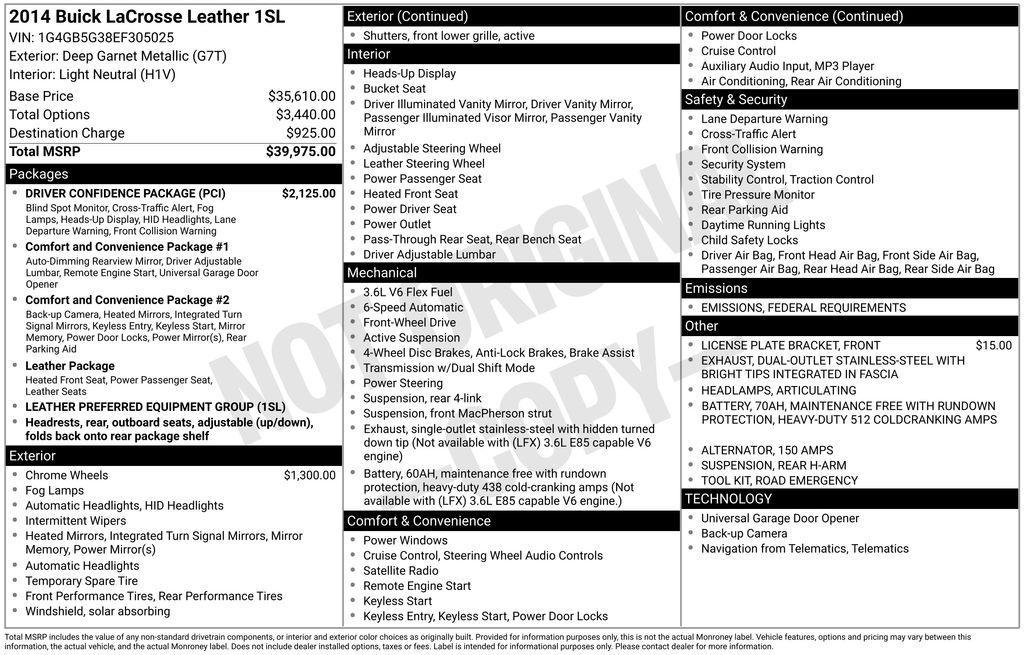 used 2014 Buick LaCrosse car, priced at $11,000