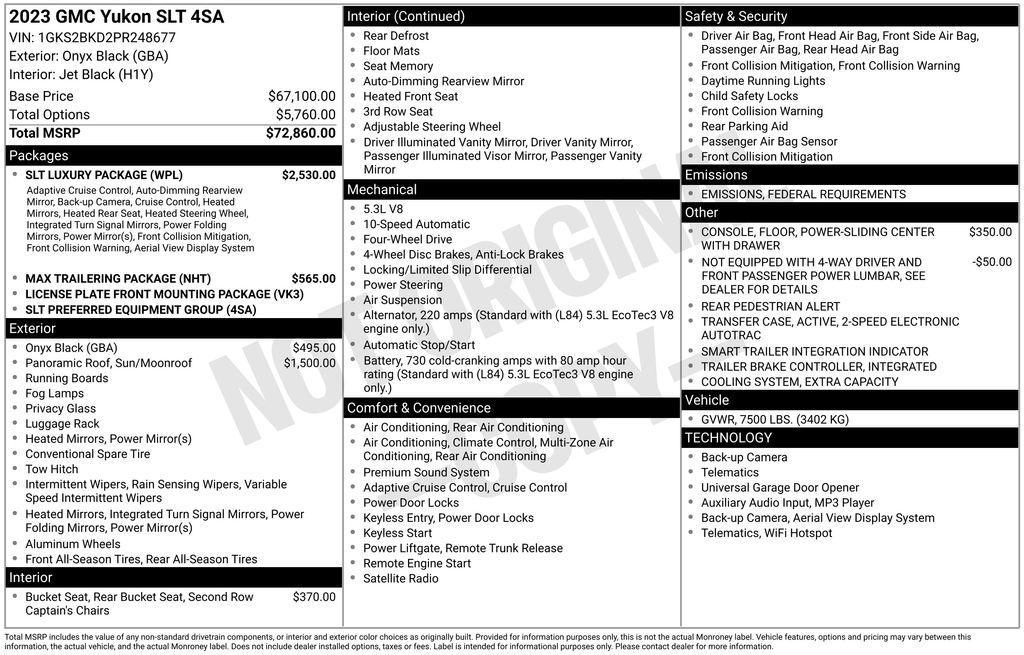 used 2023 GMC Yukon car, priced at $62,999