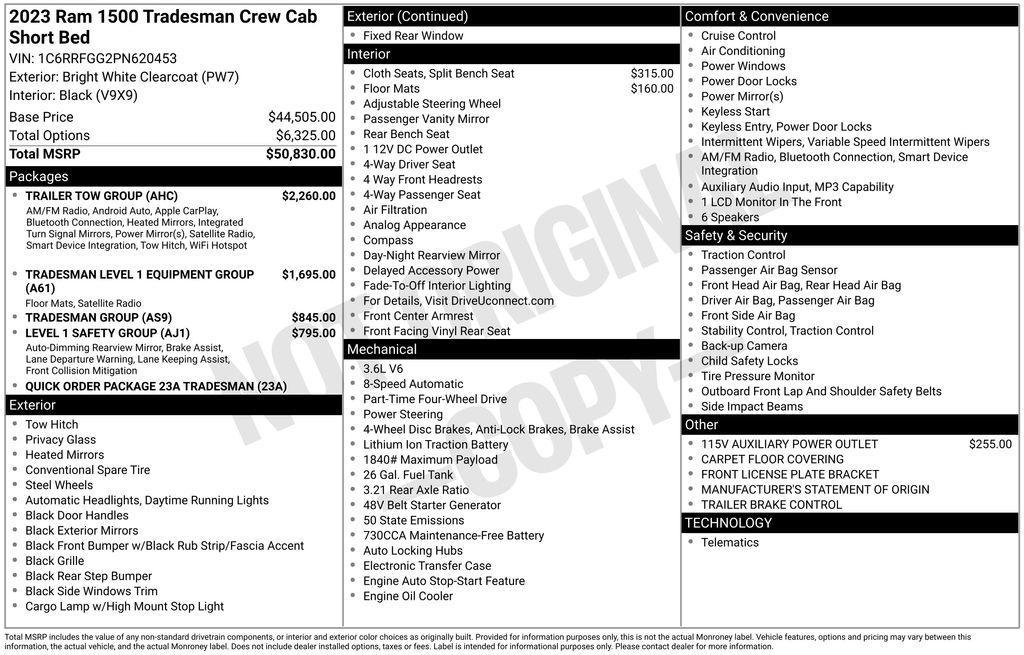 used 2023 Ram 1500 car, priced at $36,799