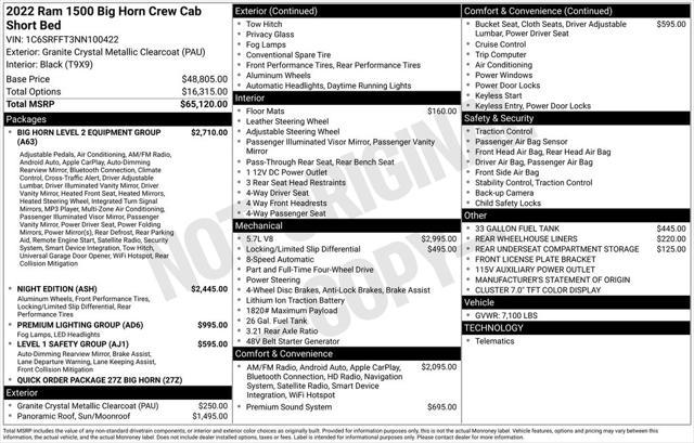 used 2022 Ram 1500 car, priced at $34,999