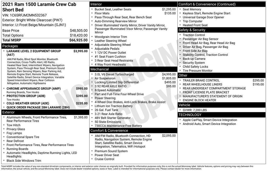 used 2021 Ram 1500 car, priced at $32,999