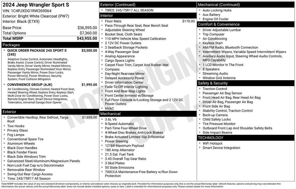 used 2024 Jeep Wrangler car, priced at $37,999