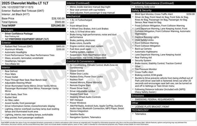 used 2025 Chevrolet Malibu car, priced at $23,499