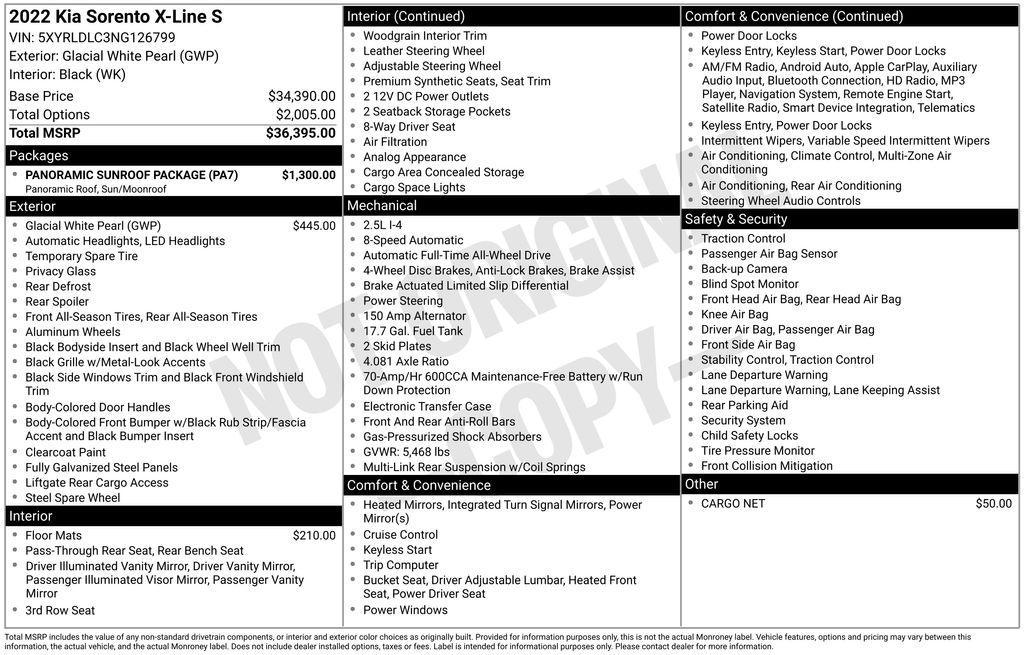 used 2022 Kia Sorento car, priced at $17,999