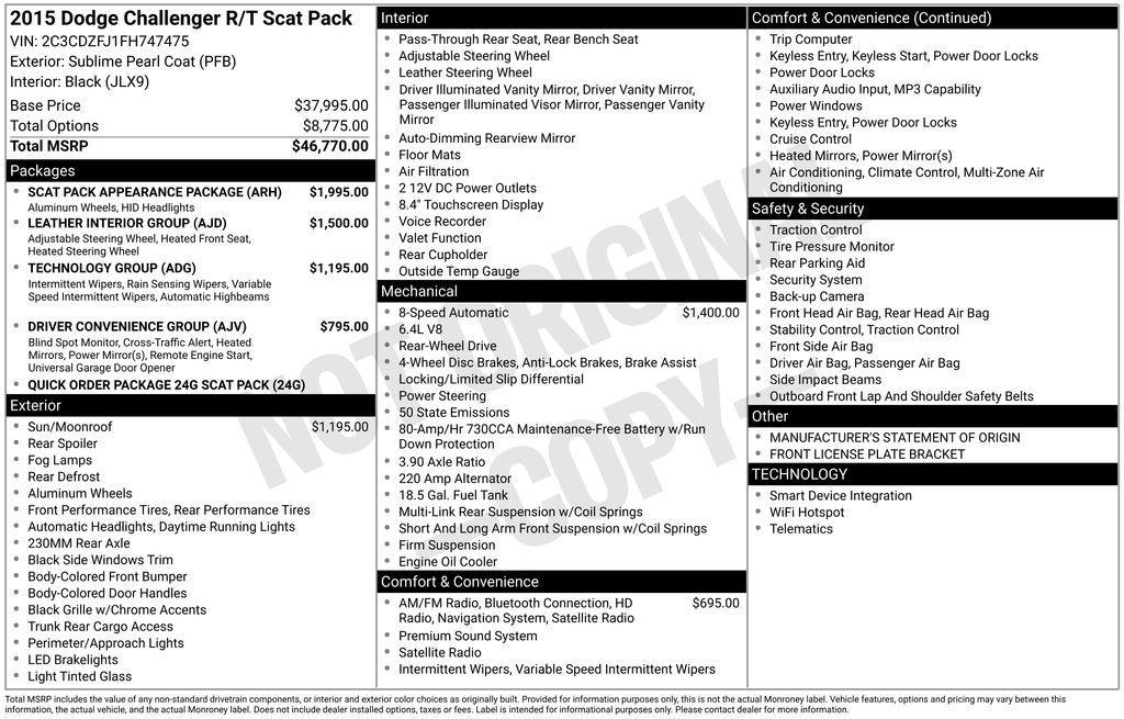 used 2015 Dodge Challenger car, priced at $34,999