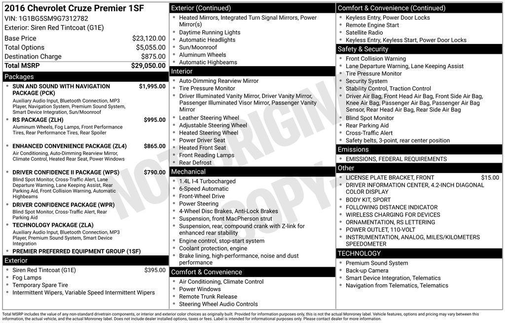 used 2016 Chevrolet Cruze car, priced at $7,799