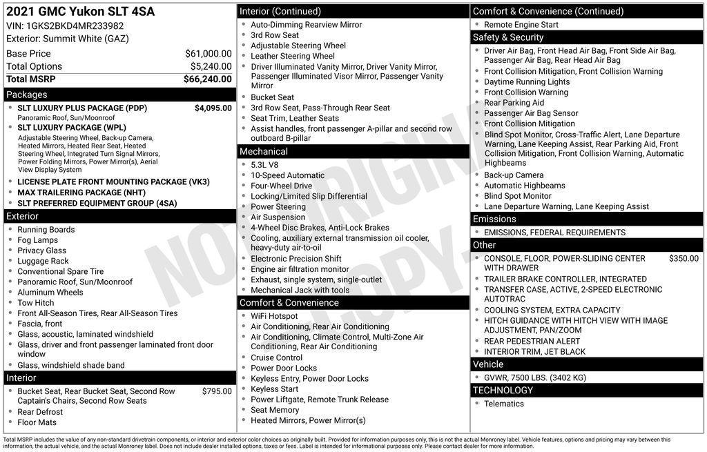 used 2021 GMC Yukon car, priced at $36,999