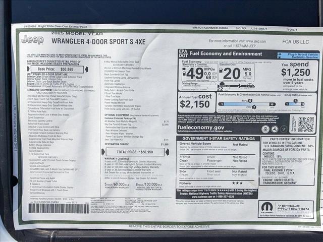 new 2025 Jeep Wrangler 4xe car, priced at $53,114