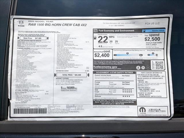 new 2025 Ram 1500 car, priced at $50,995